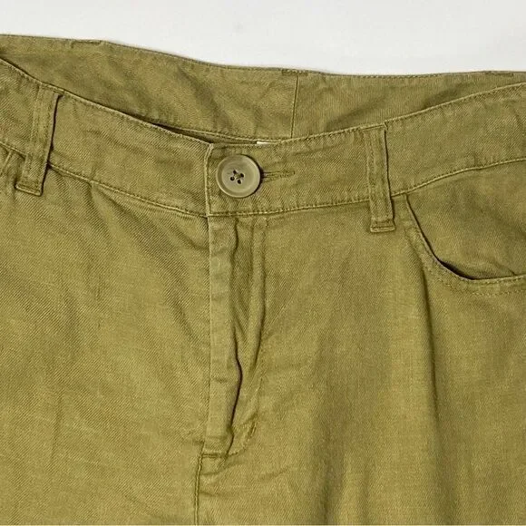 Cabi Charlie Linen / Lyocell Blend Olive Green Wide Leg Trouser Pants Women's 8 - Picture 11 of 14